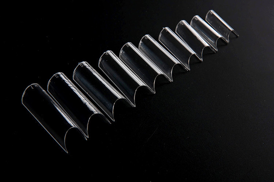 Straight Tube French Acrylic / ABS Half Artificial Nail Tips White / Transparent